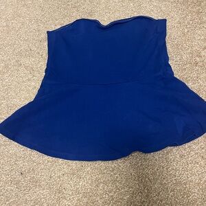 Express Blue Peplum Strapless Top